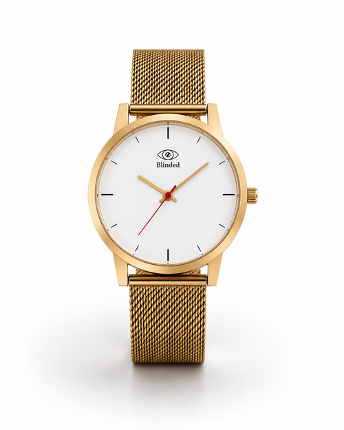 Reloj de mujer BLINDED NOX de cuarzo con esfera blanca y acabado dorado